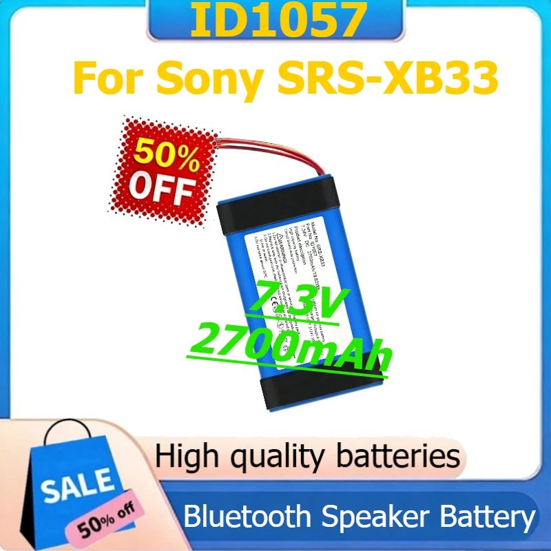

ID1057 Replacement Battery For Sony SRS-XB33 Bluetooth Speaker Lithium Batteries 7.3V 2700mAh