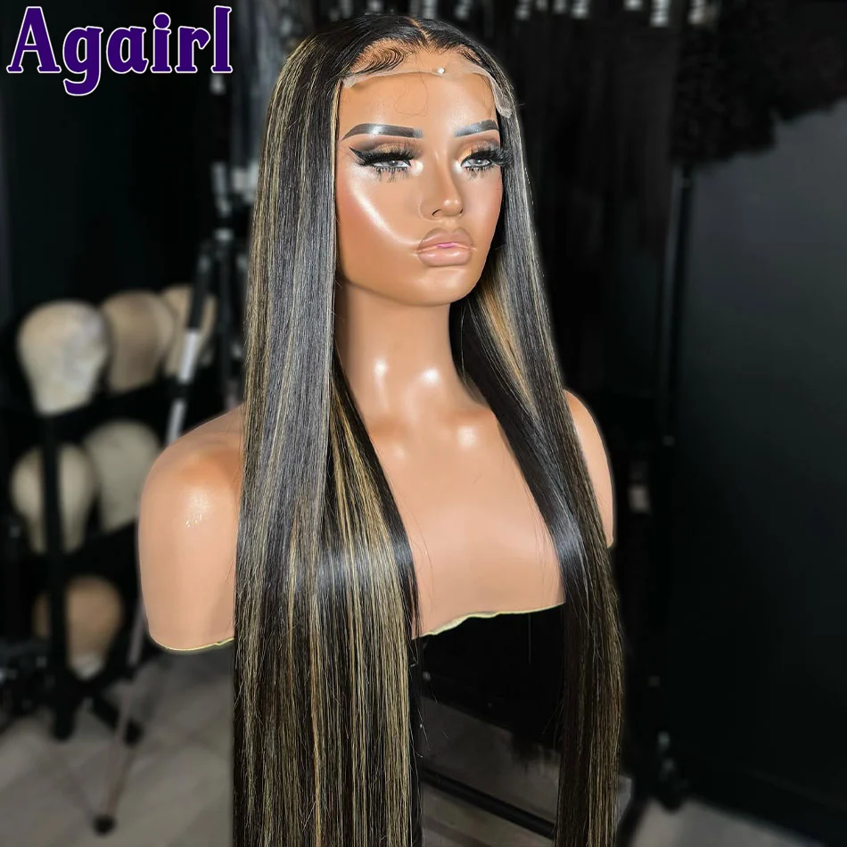 

34 Inch 1B/27 Highlight Blonde 13x4 13x6 Transparent Lace Frontal Human Hair Wigs Straight Lace Front Wigs for Women Pre Plucked