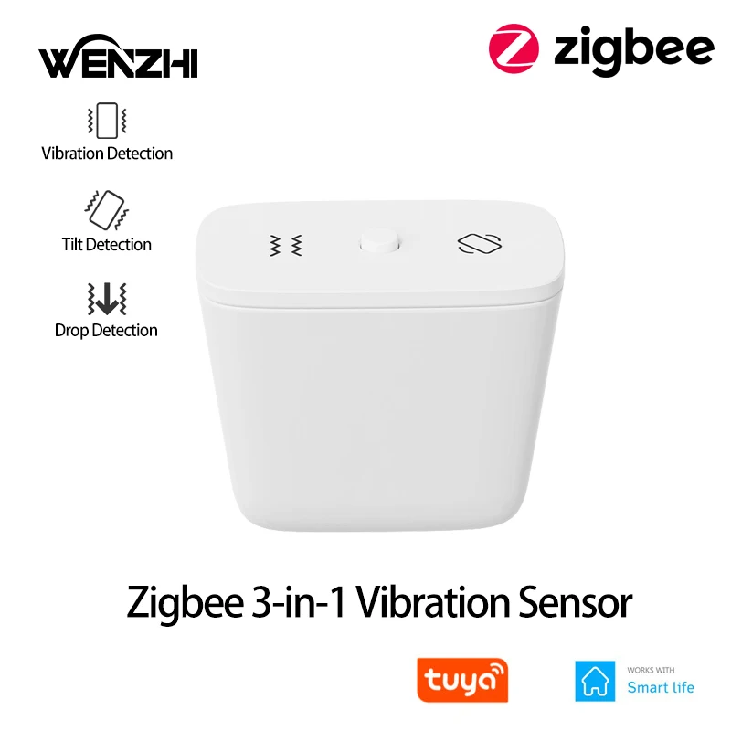 

Датчик вибрации Zigbee 3-в-1 с обнаружением наклона и падельного удара, батарейный отсек для CR2450 Tuya Smart Life, автоматизация домашней безопасности