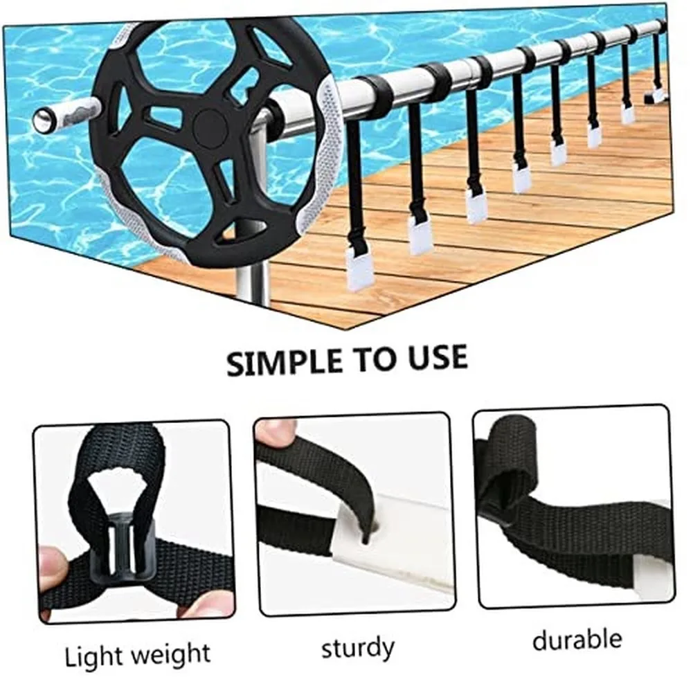 8pcs Pool Cover Straps for Solar Blanket Reel Adjustable PVC Material Designed for Above Ground and In Ground Pools