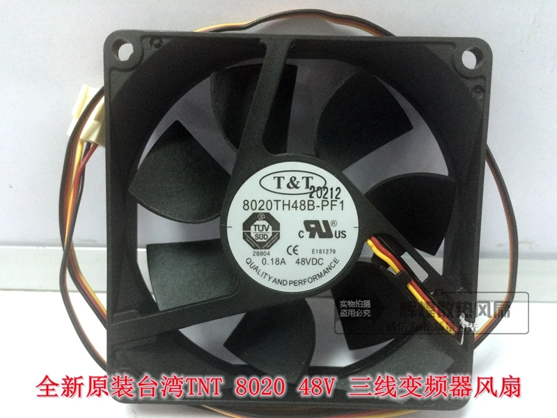 NEW T&T 8020TH48B-F1 8020 8CM 48V 0.18A high air volume Double Ball bearing cooling fan