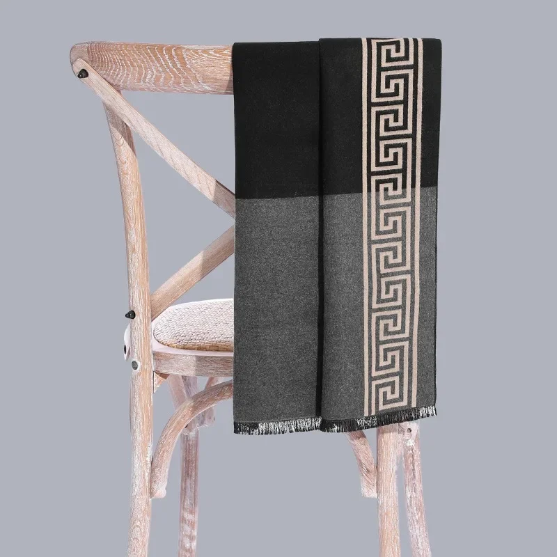 Luxury Brand Designer Business Scarf Men High Quality Imitation Cashmere Winter Warm Scarves Vintage Double Thick Scarfs