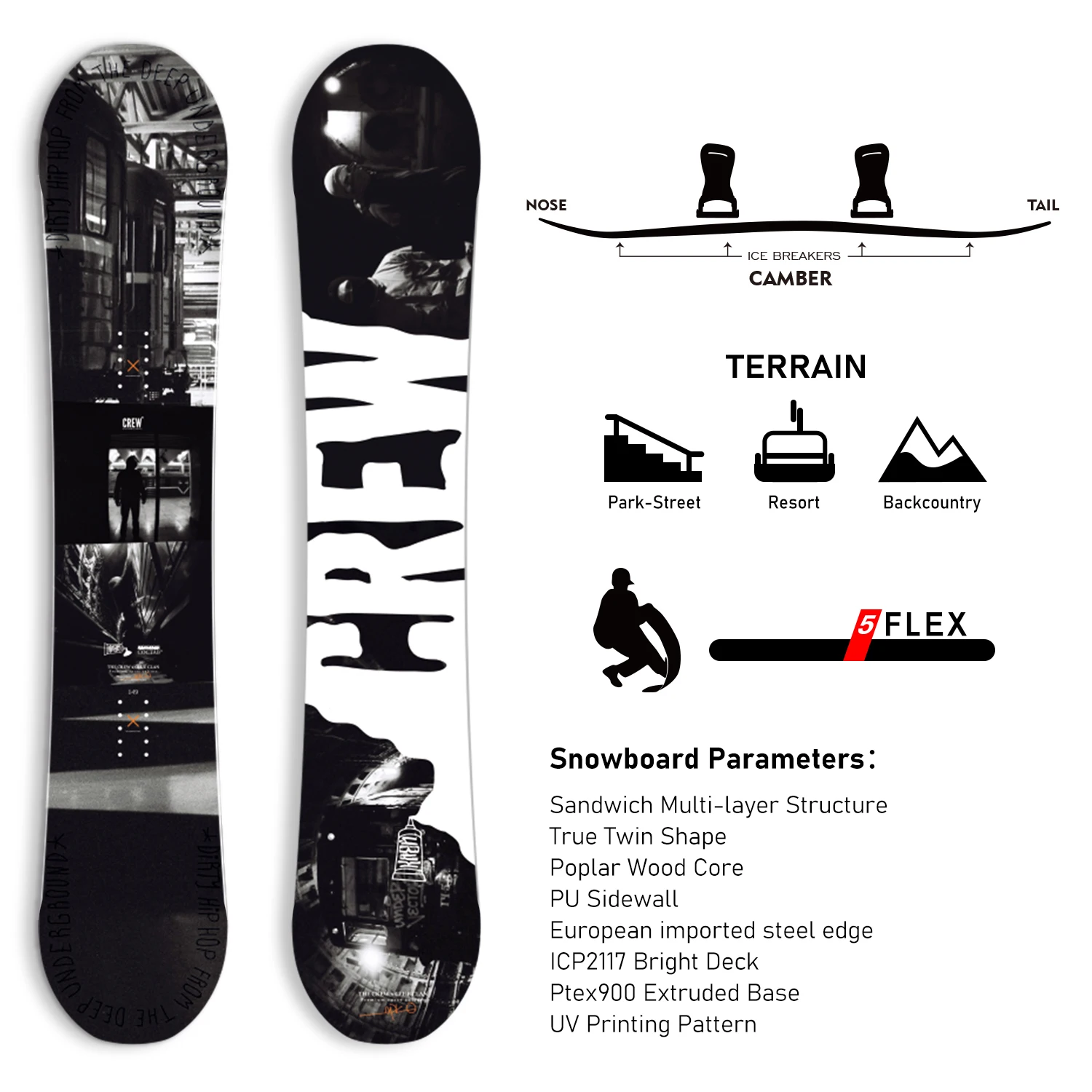 لوح الثلج XCMAN Freeride Camber للمبتدئين في جميع الجبال