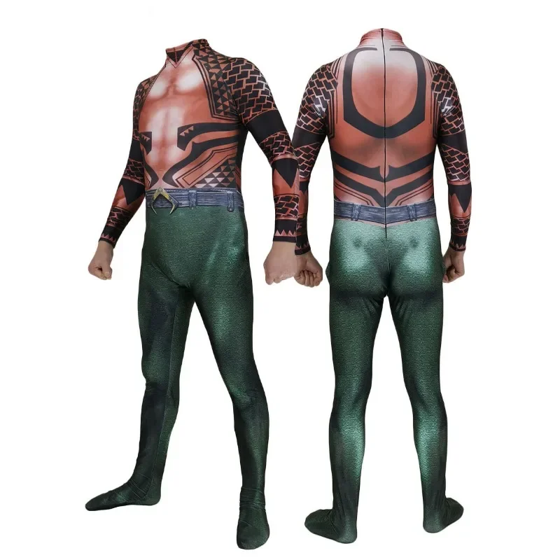 Film Aquaman Cosplay Kostuum Jumpsuits Battle Halloween Bodysuit Zentai Voor Carnaval Rollenspel Party