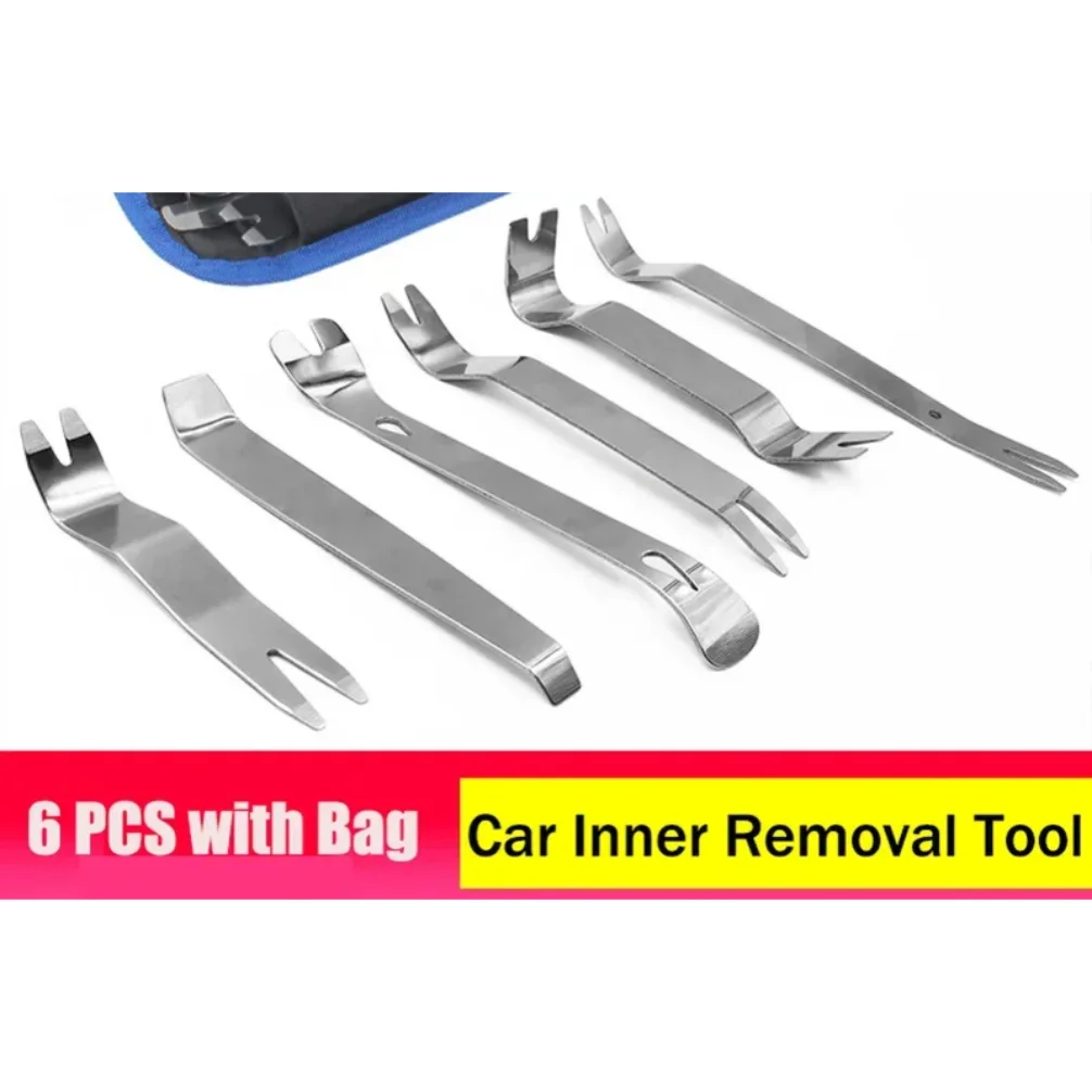 

6pcs Kit Car Inner Removal Tool Auto Car Radio By Clip Panel Trim Dash Audio Removal Installer Pry Tool with Canvas Bag