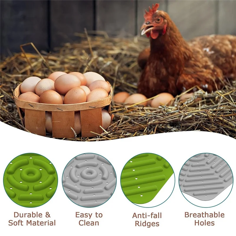 MAKE-6 عبوات من وسادات التعشيش على شكل عش الدجاج، صناديق تعشيش الدجاج، سرير الدجاج لحظيرة الدجاج، 12 × 12 بوصة، أخضر