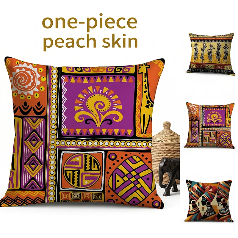 

40x40cm 1 Pc African Style Geometric Printed Pillow Cut Custom Printed Brushed Polar Pillow Baby Skin Touch Peach Skin