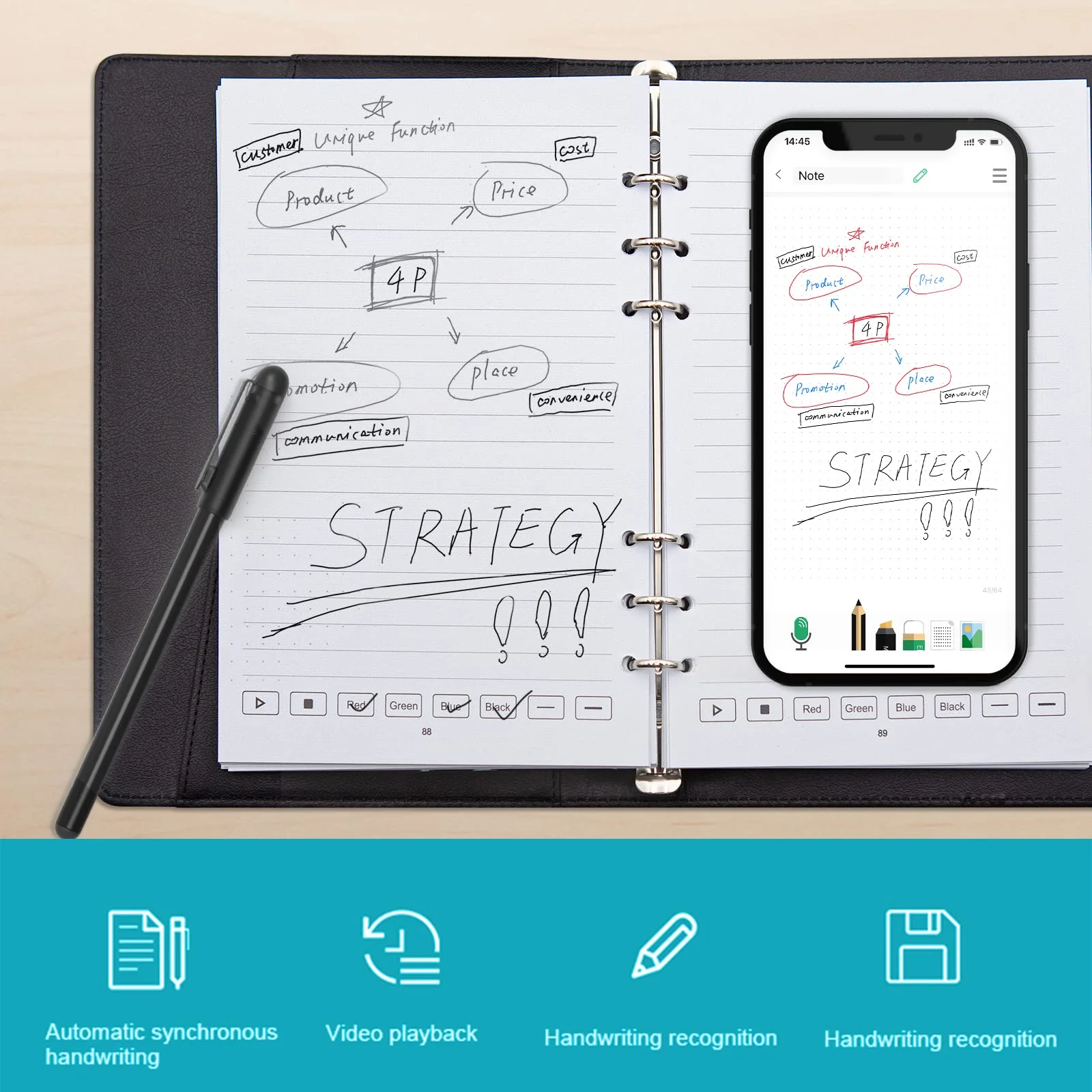 Ensemble de stylos intelligents sans fil pour hommes d'affaires, OCR, ordinateur portable intelligent, stylo numérique pour étudiants, concepteur, enregistrement de notes, Bluetooth, types, divisistylo 3