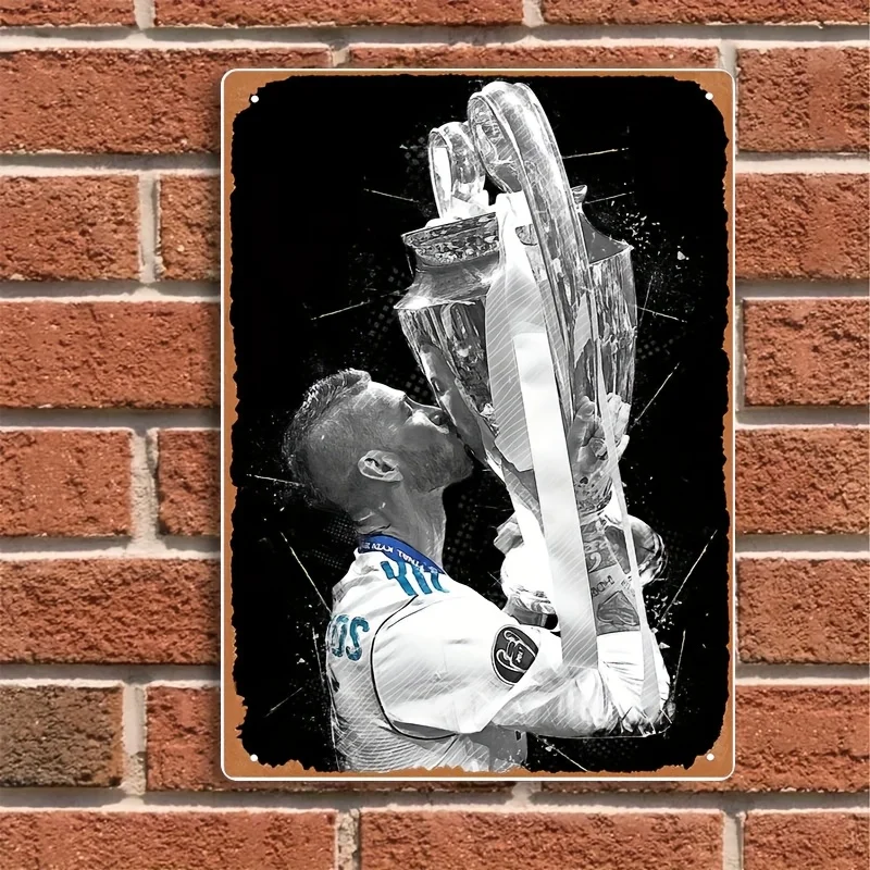Classic Metal Tinplate Wall Art, Retro Sports Trophy Celebration Iron Painting, Easy to Hang, for Home, Bar, Cafe, Garage Decor,