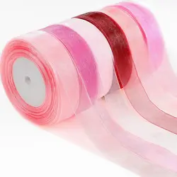 50 Yards/Roll Sheer Chiffon Ribbon Organza Satin Ribbons for Gift Wrapping Decoration Wedding Bouquets Party Wreath Lace Fabric