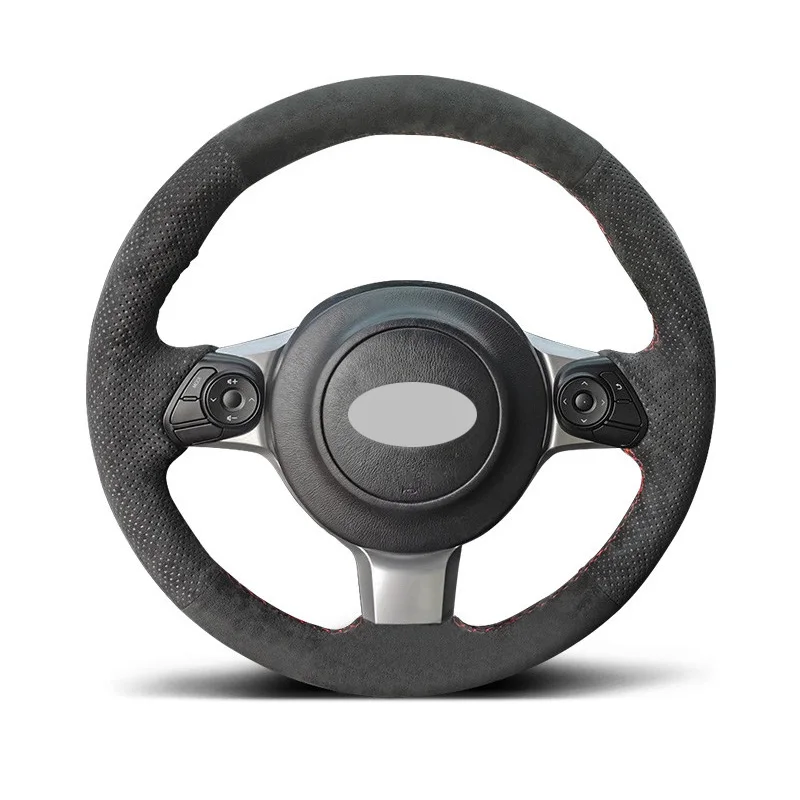 Genuine Leather Suede Steering Wheel Cover Wrap Red Thread High Quality Car Accessoires Specifically for SUBARU BRZ 2016-2026