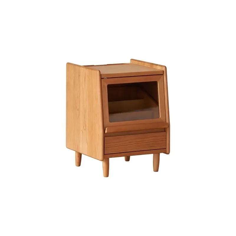 

Solid wood bedside storage cabinet, cherry wood corner cabinet, bedroom small bedside cabinet