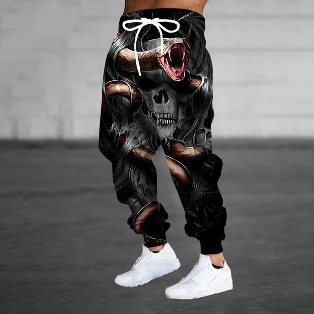 

Mens Leggings Skull Snake Printed Casual Pants Spring Autumn Streetwear Niche Daily Fashion Sweatpants Men'S Clothing 2025 New