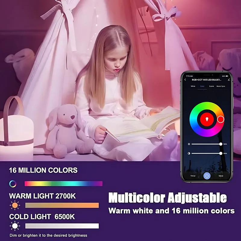 ZAOXI Smart Graffiti Bluetooth WiFi LED Bulb 220V10W RGB+CCT Google Home Alexa Voice Control Mobile APP Control Light Bulbs