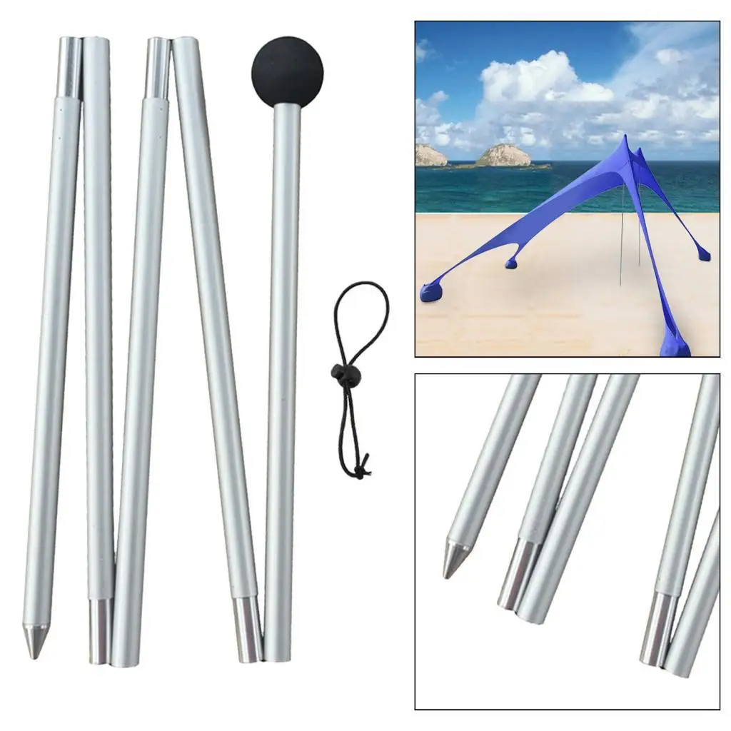 Tarp Pole Tent Rods Stand 160cm Shelter 5 Sections Hiking for Canopy Telescoping Bracket Beach Tent Pole for Tarp Canopy Rods