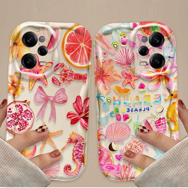 Flower Marine Organism Phone Case for Xiaomi Redmi Note 14 13 12 11 10 9 Pro Plus 14S 12S 11S 10S 9S Redmi 14C 14R 13C 12 4G 5G