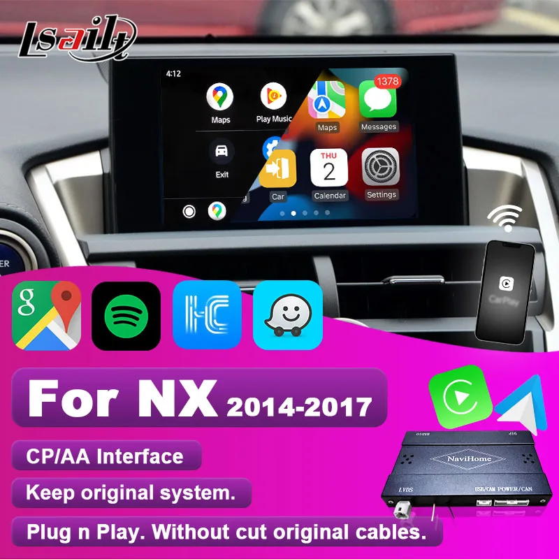 Lsailt Беспроводная Автомобильная приставка Android для Lexus NX NX200 NX300 2014-2017 с Spotify, Waze, Mirror Link, Map, системы Linux