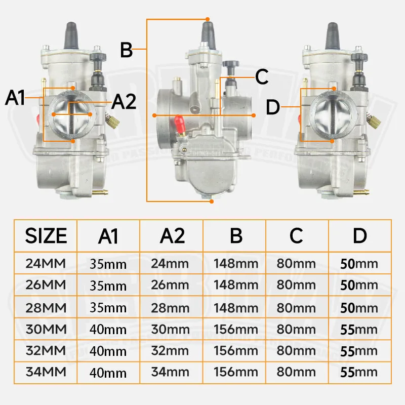 Carburetor With Free Jet For Keihin KOSO PWK 24 26 28 30 32 34mm 2/4T ATV Quad Go Kart Dirt Bike Scooter 50-250cc PWK Motorcycle