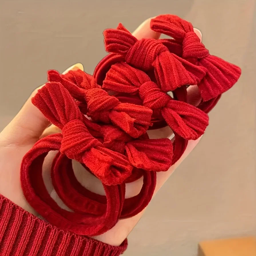 10 Stück rote Haargummis, superstarke elastische Haarbänder, Neujahrspartys, Hochzeiten, langlebiges Haar, sicheres Haarband, Party-Haarbänder – Detail 1