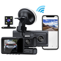 3 Channel Dash Cam Motion Detection HD 1080P Driving Recorder G-Sensor Night Vision Front Rear Inside Camera 24H Parking Monitor