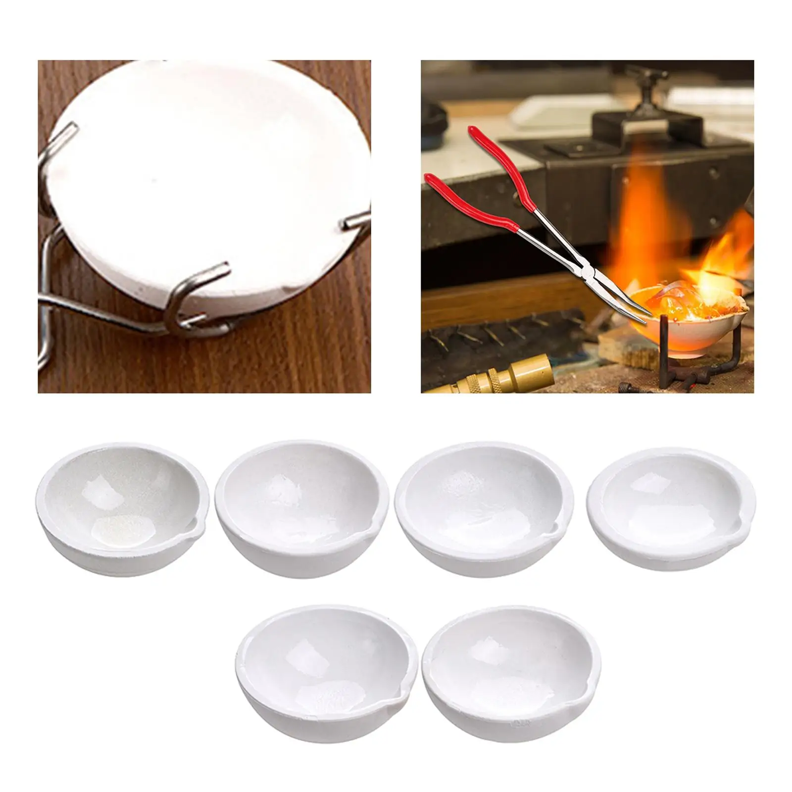 

Ceramic Crucible Easy to Use Dish Pot with Spout Smelting Bowl for Metal, Copper, Jewelry Casting, Tool Silver Circuit Boards