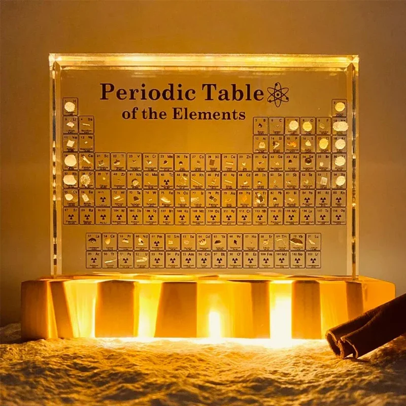 

Acrylic Periodic Table with Real Elements Chemical Mendeleev Periodic Table of Elements Samples Inside Chemistry Materials Craft