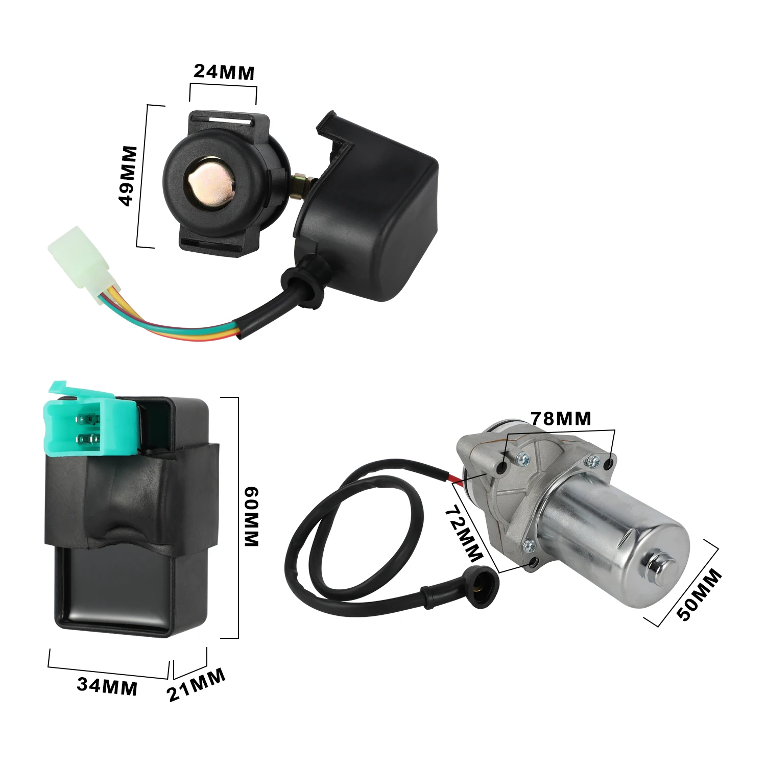 Motocross Electric Starter Kit for Horizontal Engines 50cc 70cc 90cc 110cc 125cc ATV Dirt Bike and Go-Kart accessories