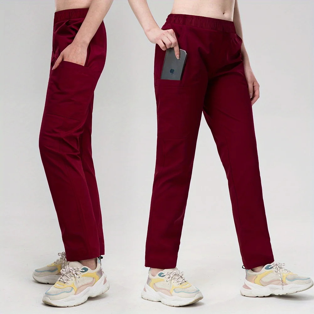 Conjunto de uniforme de enfermera de manga corta con cuello en V elástico para mujer