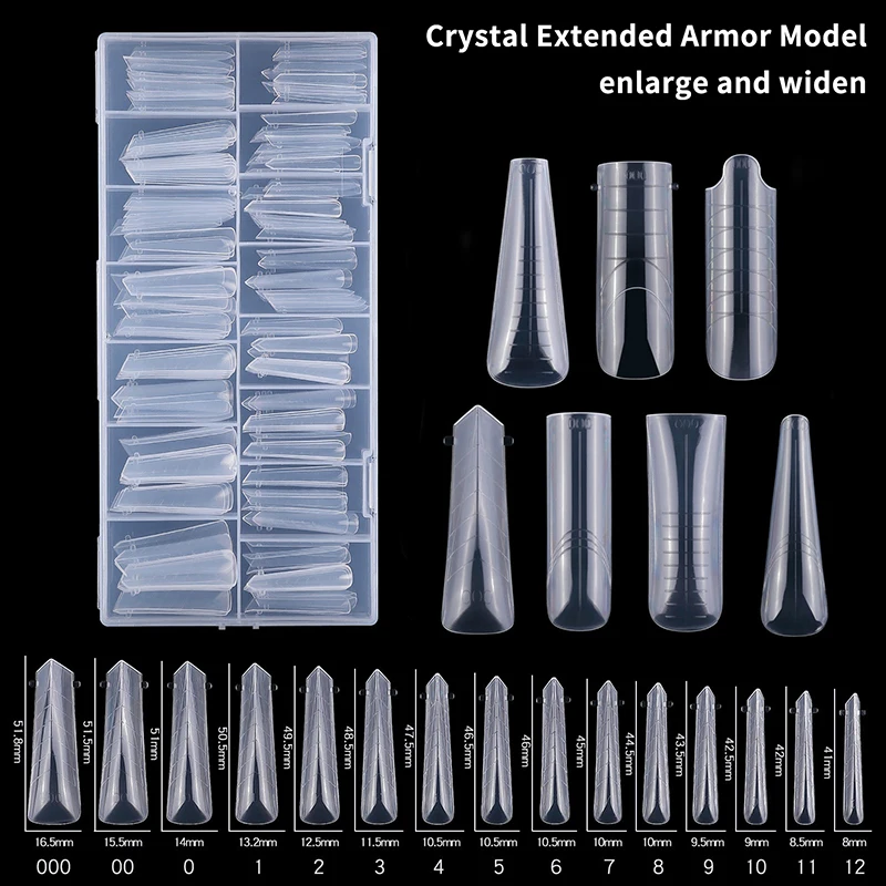 150 stuks doodskist- en amandelvormige nageltips - natuurlijk helder no-trace sandwich-nagelvormen met extra lijn voor nail art-extensie