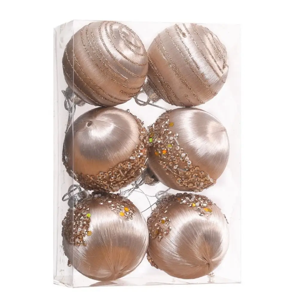 6Pcs/Box Electroplated Painted Ball Christmas Tree Ornament DIY Crafts Painted New Year Christmas Gifts Boxes Pendant Plastic