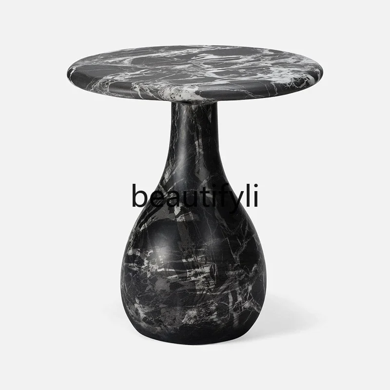 

Natural Marble Side Table Italian Luxury High-end Home Living Room Sofa Corner Table Creative Round Side Table