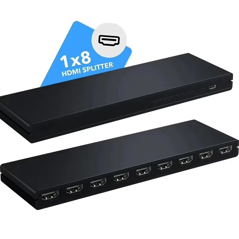 1x8 HDMI Splitter 1 in 8 Out HDMI Splitter Audio Video Distributor Box Support Full HD 3D 4K 30Hz for Projector HDTV STB DVD PS3