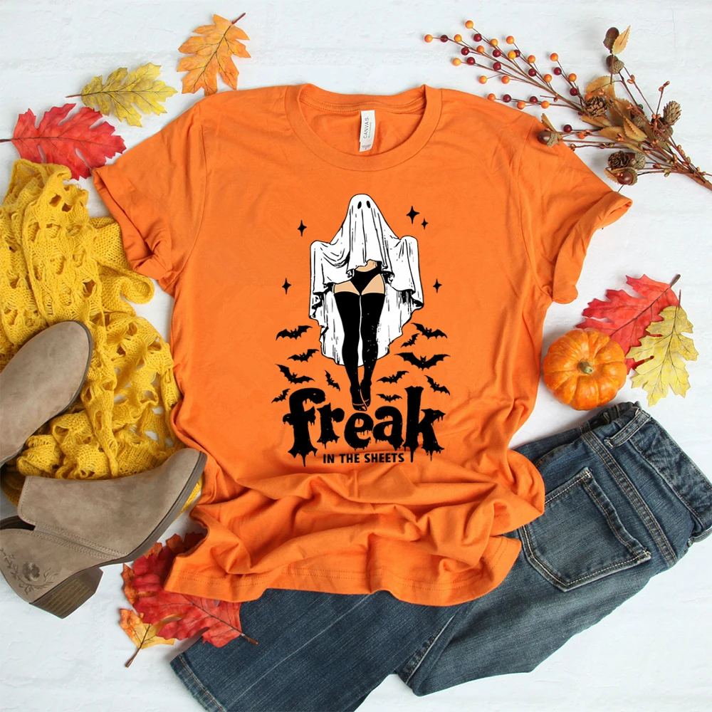 

Забавная футболка с призраком на Хэллоуин, рубашка с юмором на Хэллоуин, ретро футболка для девочек на Хэллоуин, забавные осенние рубашки, женские топы с короткими рукавами