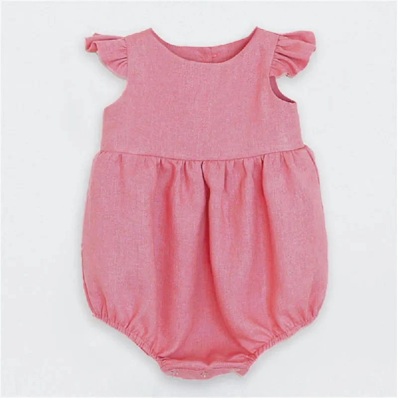 Baby Girl Clothes Summer Baby Romper Short Sleeves Linen Cotton Newborn Clothing One Piece