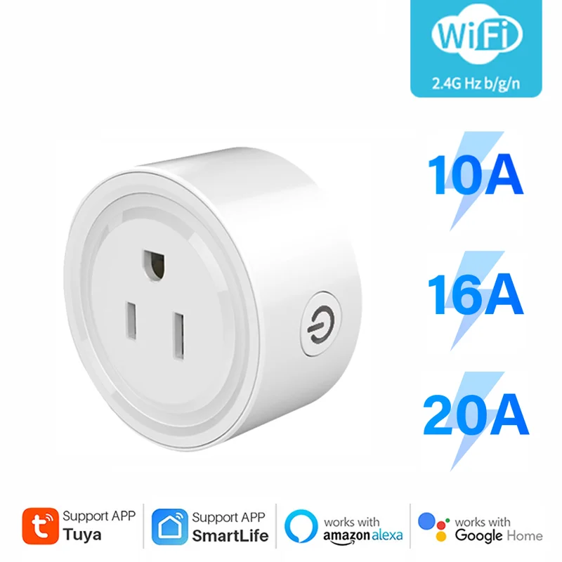 Tuya WiFi Smart Plug 10A/16A/20A US Smart Home Timing Socket Smart Life APP Control Voice Control Works With Alexa Google Home