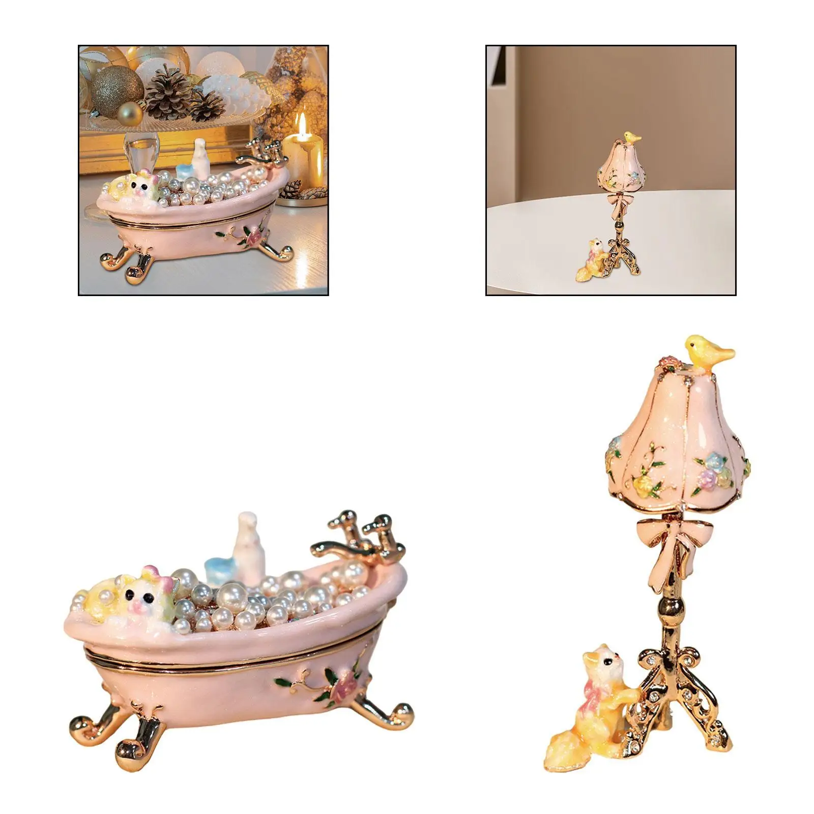 

Enamel Trinket Box Keepsake Case Ornament Art Craft Hand Painted Table