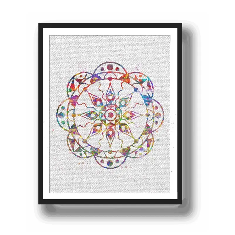 Watercolor Mandala Mehndi Poster Prints Canvas Painting Indian Hindu Buddha Wall Art Pictures Home Wedding Decor Wall Sticker