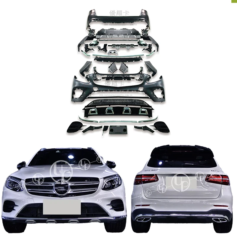 

STLFGLC Class X253 to GLC43 Body Kit 2015-2018 Car Bumpers With Front & Rear Bumper Exhaust Tips Auto Body Systems Bodykit