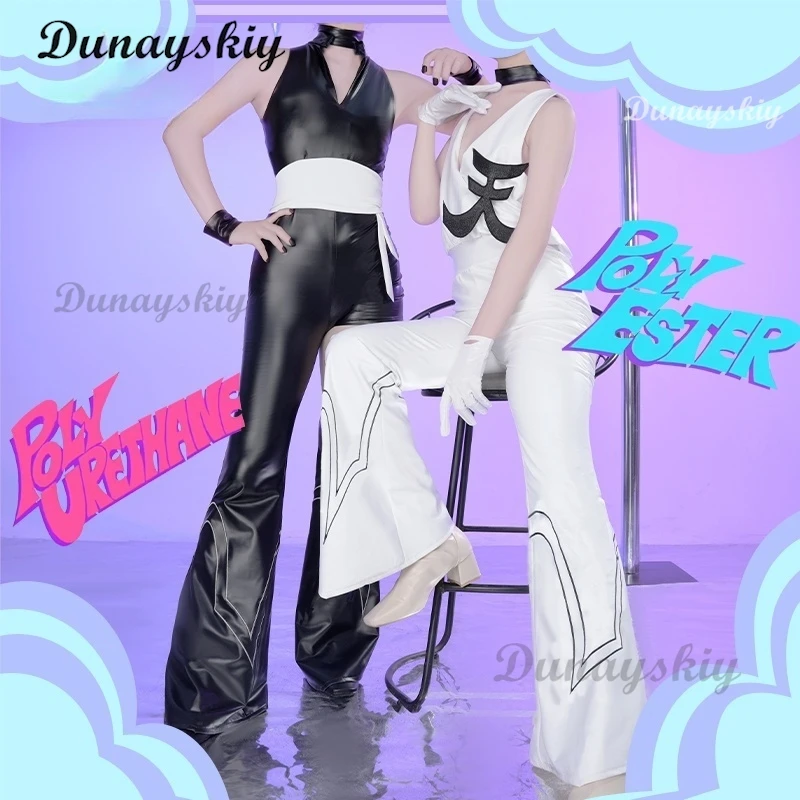 أنيمي اللباس الداخلي تخزين البوليستر تأثيري حلي شعر مستعار البولي يوريثين تأثيري حلي بولي PU أسود أبيض الدعاوى لجميع القديسين الدعائم الطرف