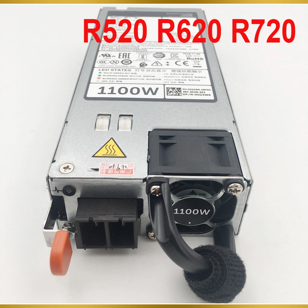 Untuk DELL R520 R620 R720 1100W PC Power Supply AA27120L E 5G4WK 05G4WK Y1MGX 02RN7 E1100D-S0