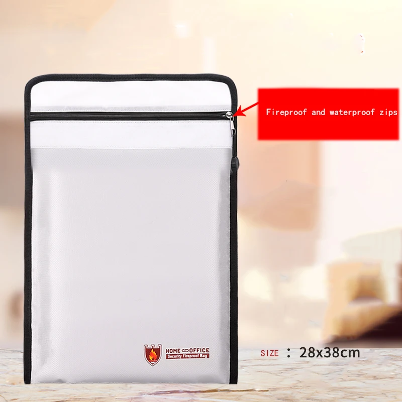 Fireproof Document Bag Data File Home Storage Waterproof Moisture-proof A4 Paper Sealed Thickened Paragraph Zip Type Commercial
