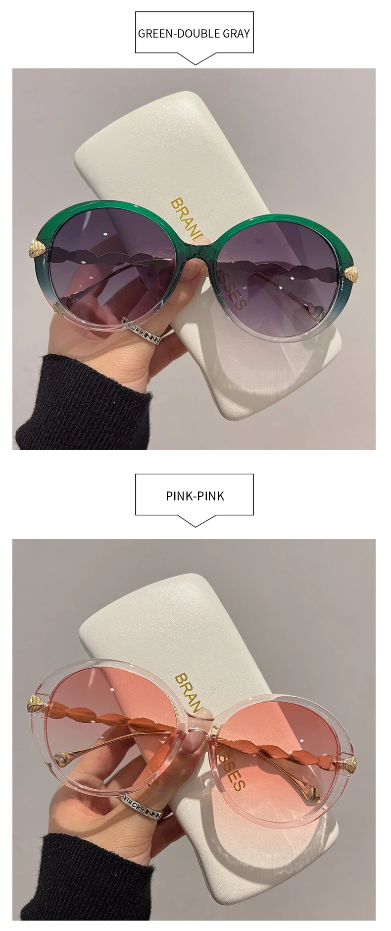 Neue Vintage Runde Rahmen Sonnenbrille Farbverlauf Bunte Trendy Mode Frauen Weibliche Brillen Luxus Marke Designer Shades für Damen – Detail 10