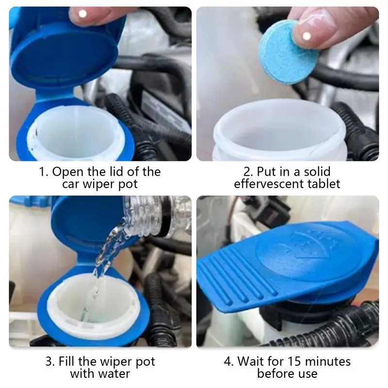 Car Windshield Washer Fluid Tablets 15PCS Solid Effervescent Tablets Glass Cleaner For Car Room Kitchen Window - view 5