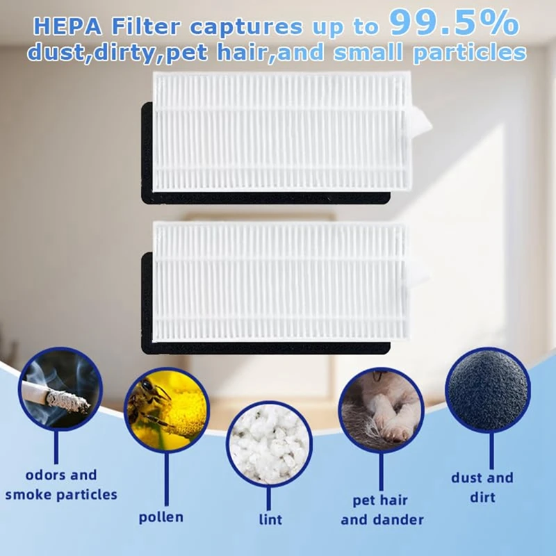 A94E Replacement Parts for iLife T10s Robot Vacuum, Main Side Brush, Hepa Filter, Mop Cloth, Dust Bag, 6 Side Brushes, 6 Filters