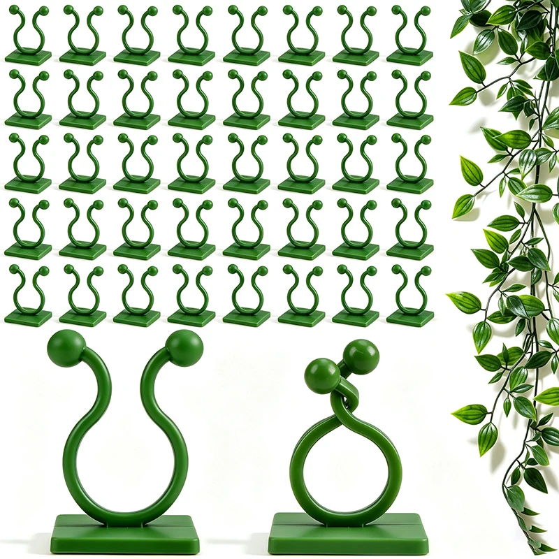 20Pcs Gourd Shape Plant Traction Fixing Clips Self Adhesive  Wall Hooks For Pothos Monstera Climbing Vines Indoor Gardening