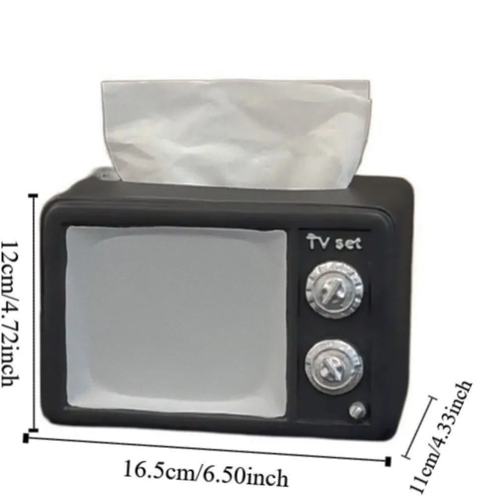 Kotak Tisu TV Vintage Anti Jatuh, Ornamen Dekoratif Kartun, Kotak Penyimpanan Tisu TV Vintage, Koleksi Model TV Vintage yang Lucu