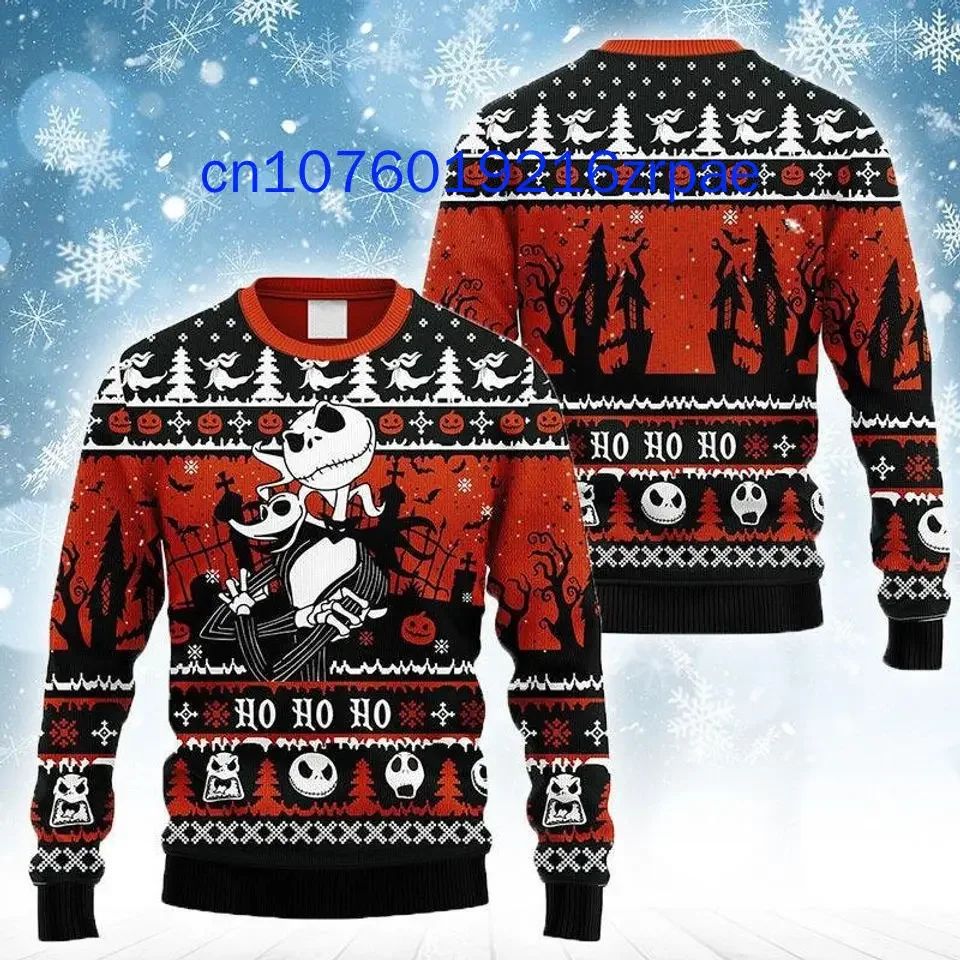 Jack Skellington Nightmare Before Children's Christmas Ugly Sweater 3D Printed Cute Round Neck Boys and Girls Ugly Sweater