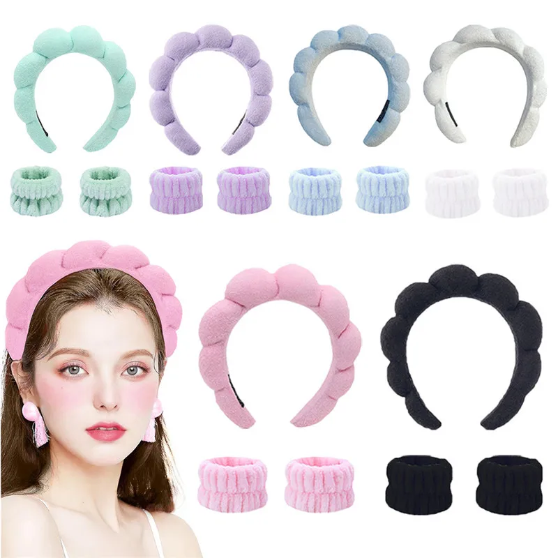 3Pcs Set Washing and Hair Accessories for Women Washing and Bathing Cloud Sponge Hair Bands Makeup and Makeup Removal Headbands
