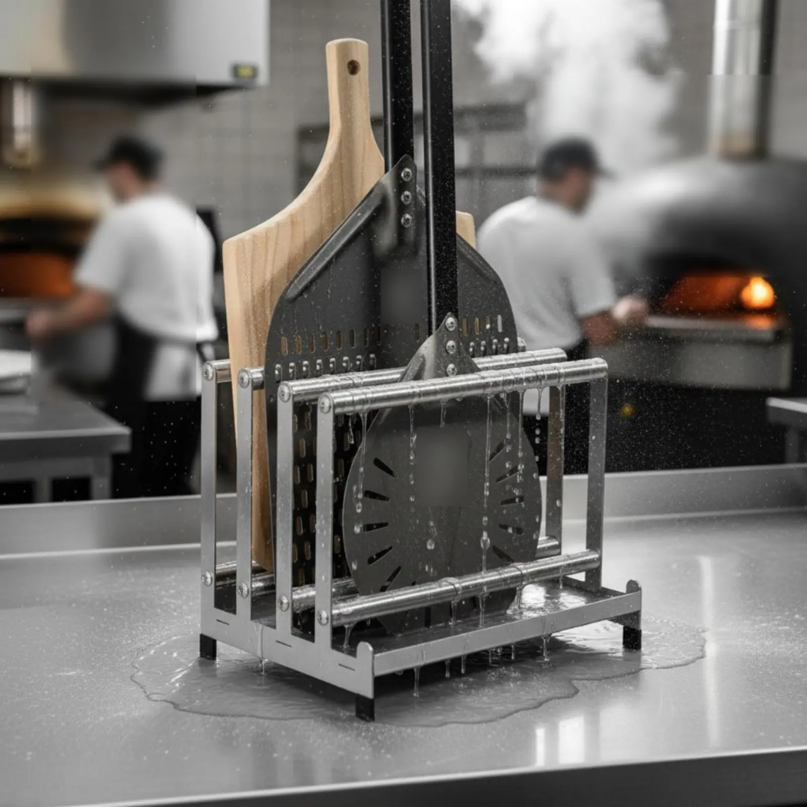 Pizza Peel Drying Rack Easy to Clean Pizza Peel Stand Commercial Kitchen Gear Space Saving Food Storage Multi-Use for Pizzerias