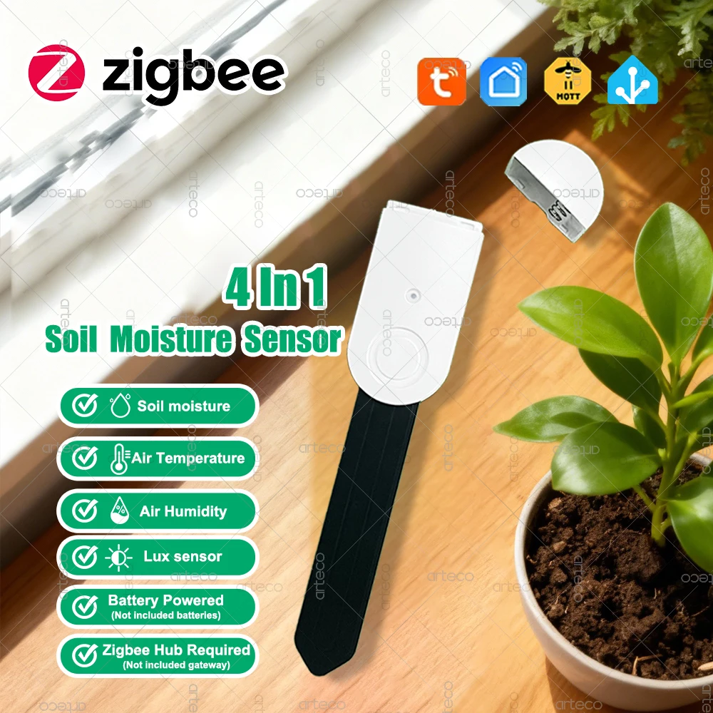 Zigbee 3.0 Smart Soil Tester Luminance Humidity Temperature Moisture Sensor for Garden Plant For Tuya Home Assistant Zigbee2MQTT